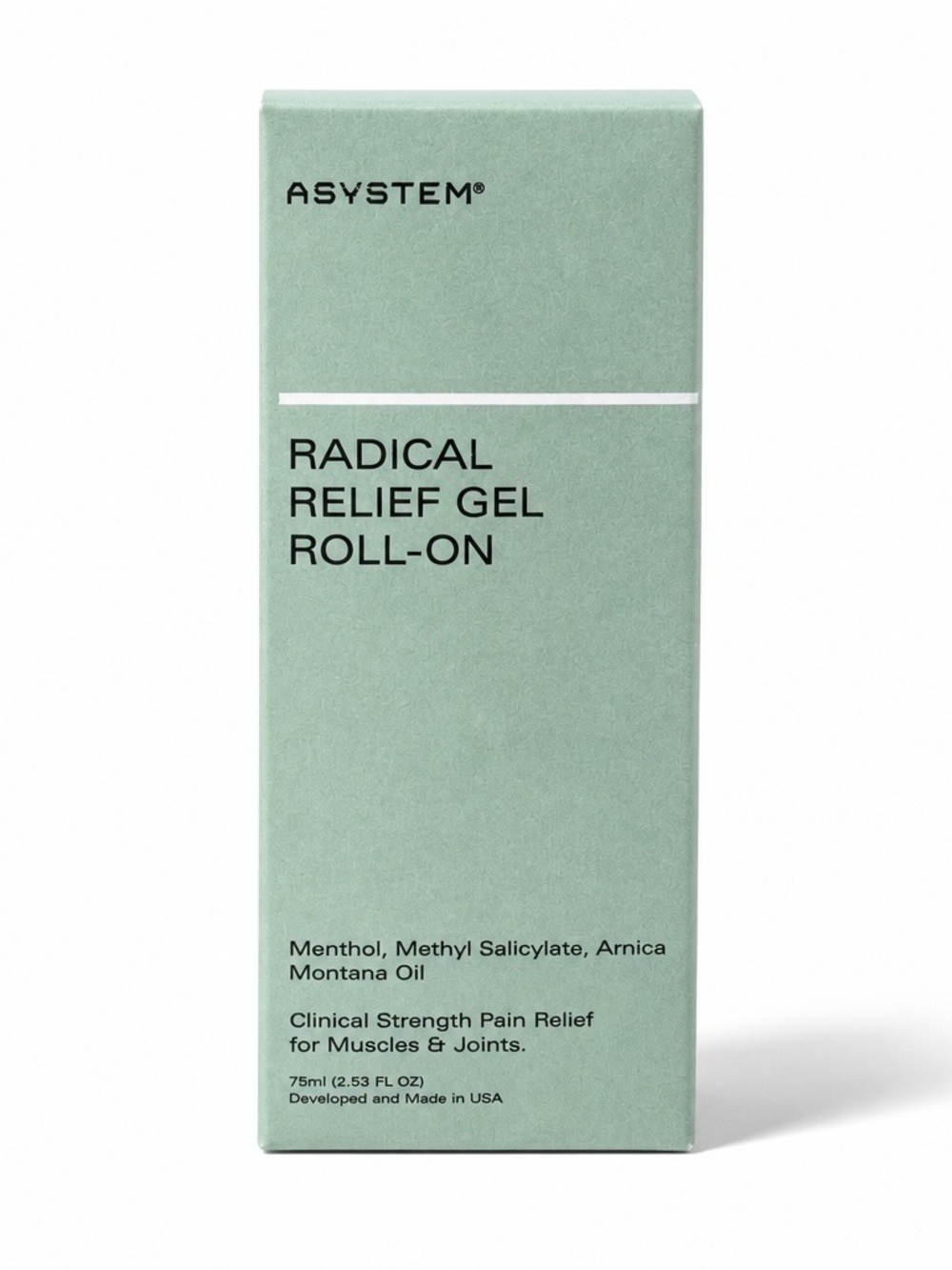 ASYSTEM Radical Relief Gel Roll-On 75mL Muscle Joint Pain Relief NEW